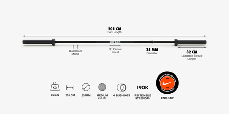 GRYF NIKE COATED PREMIUM BARBELL BLACK "JUST DO IT" 20 KG 