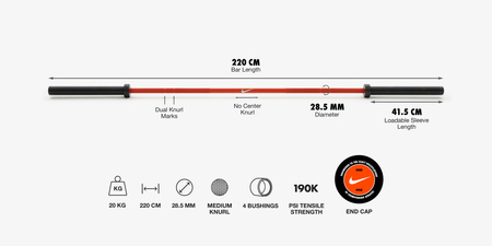 GRYF NIKE COATED PREMIUM BARBELL ORANGE SWOOSH 20 KG